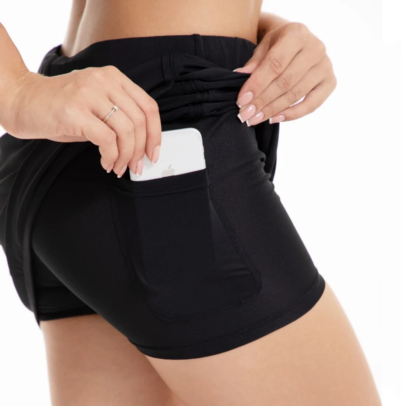 Women's Active Athletic Skort Lightweight Skirt With Pockets Quick Dry Pencil Skirts With Shorts Inner For Running Tennis Golf W