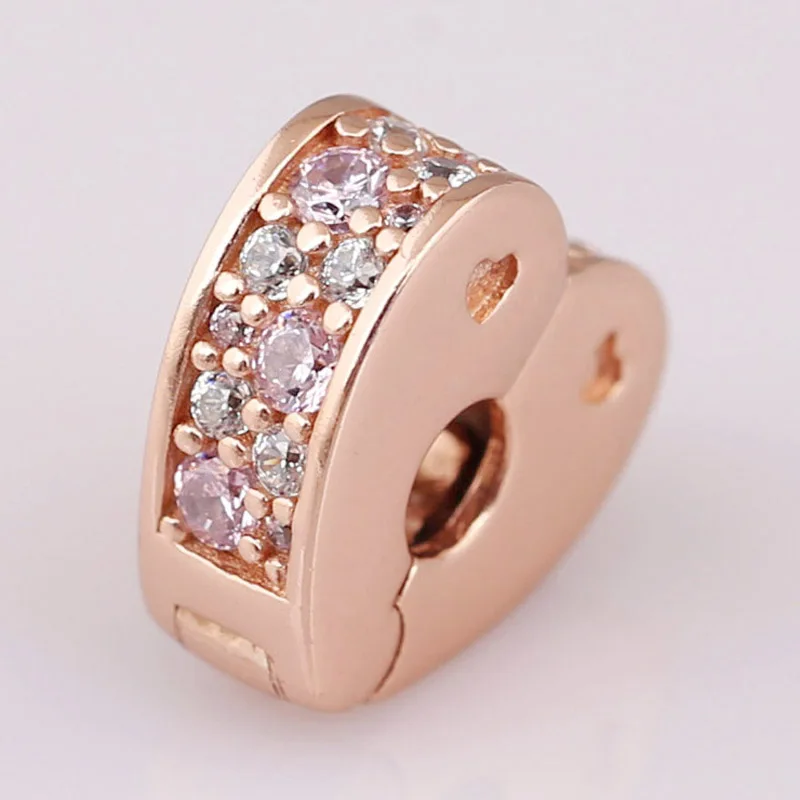 

New Rose Gold Pink Mix Arcs Of Love Spacer Locket Clip Beads Fit Pandora Bracelet Diy Jewelry 925 Sterling Silver Bead Charm