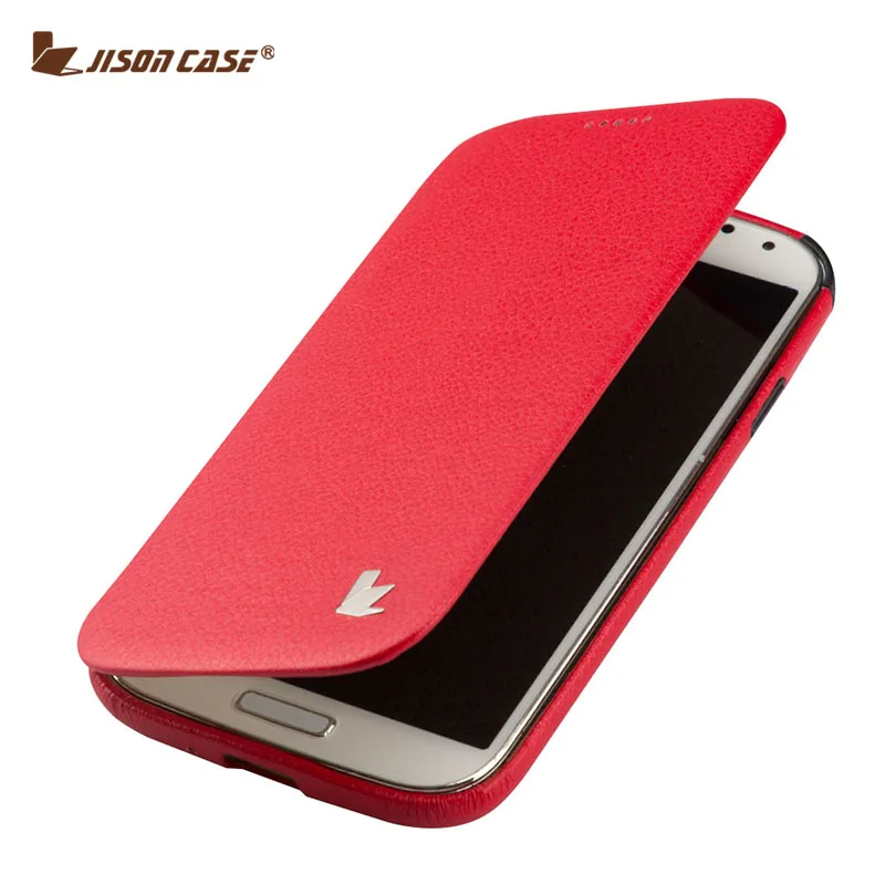  Jisoncase Luxury Microfiber Leather Case For Samsung Galaxy S4 I9500 100% Handmade Flip Design Brand Cover 