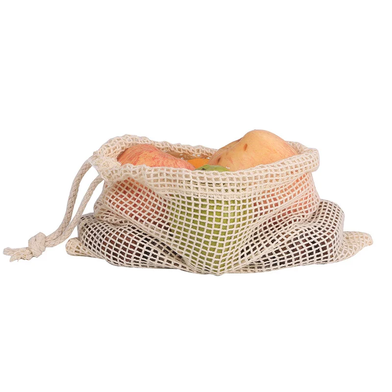 

Multi-purpose Vegetables Mesh Storage Bag Beach Reusable Cotton Fabric Grocery Fruit Kitchen Storage Bags