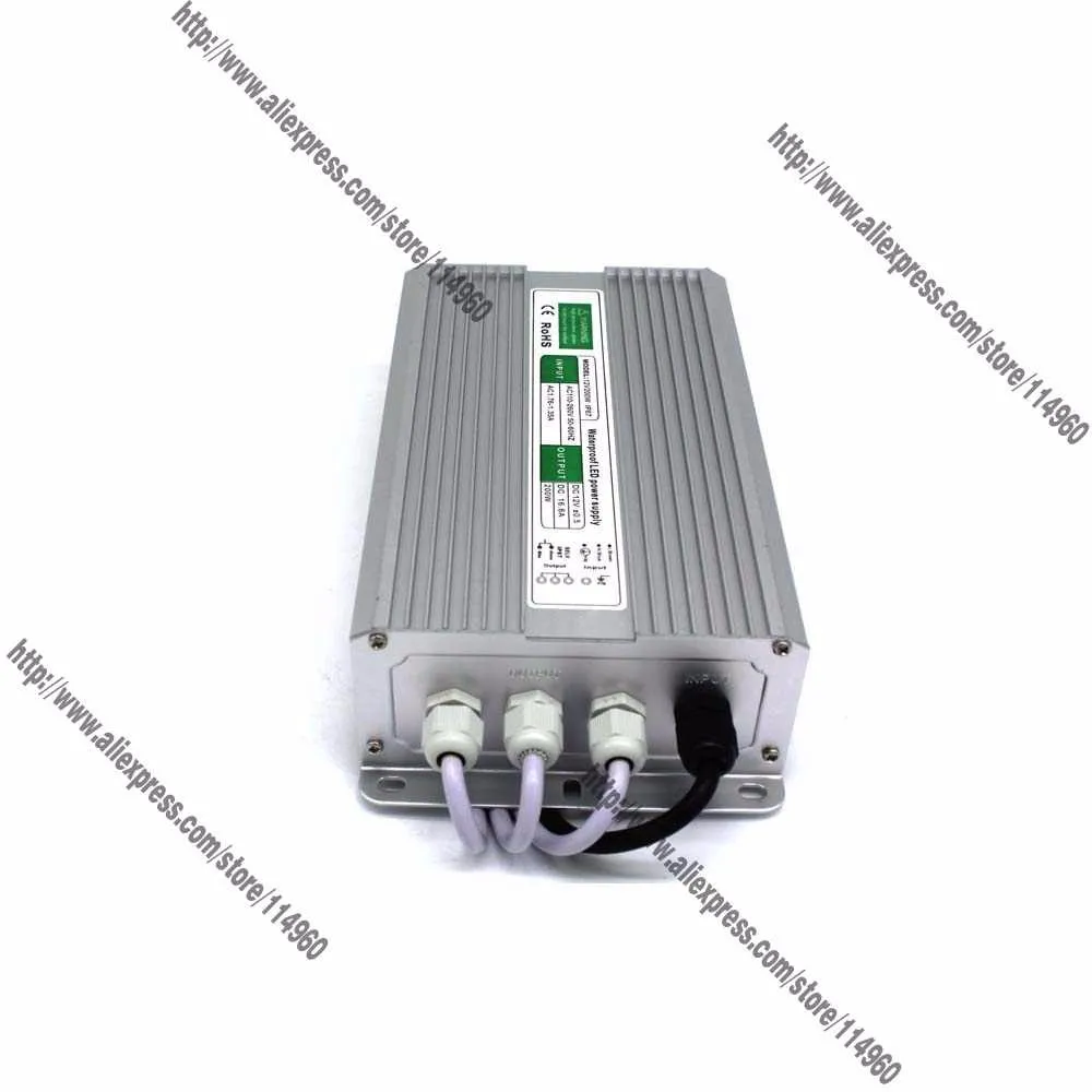 Питание DC12V Водонепроницаемый ip67 DC 12 V 16.6a 200 W Мощность трансформатор привода 100-240 V AC-DC UPS для оборудование для наружного освещения
