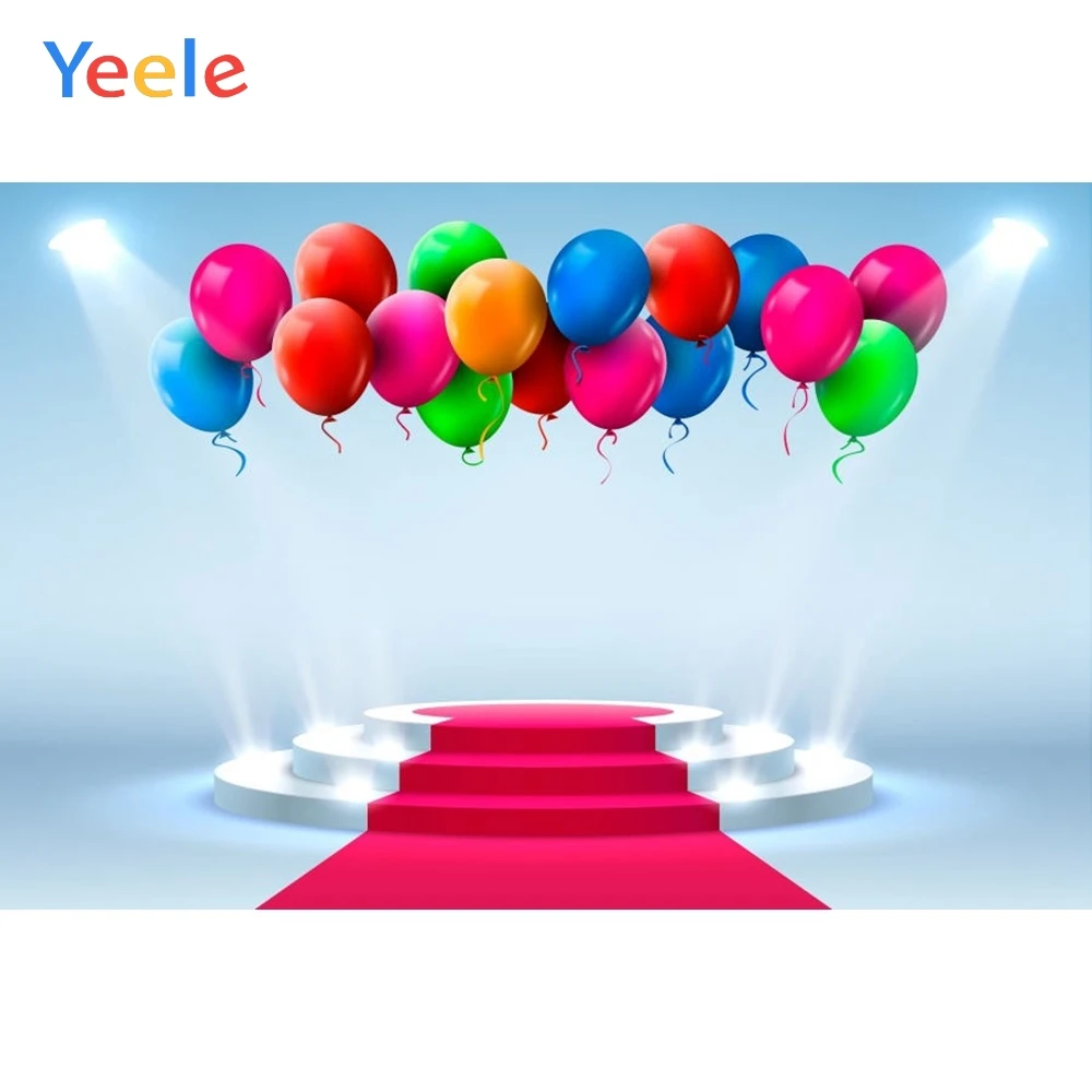 

Yeele Balloon Stage Red Carpet Photography Backdrop Princess Girl Baby Birthday Party Photographic Background For Photo Studio