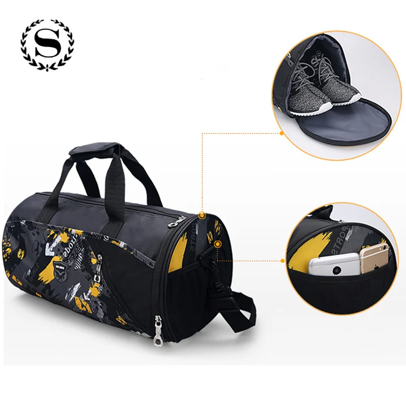 Scione нейлоновый, с принтом, спортивные Наплечные сумки для путешествий для мужчин и женщин, водонепроницаемый багажный вещевой мешок, тренировочная сумка через плечо, сумка для хранения обуви