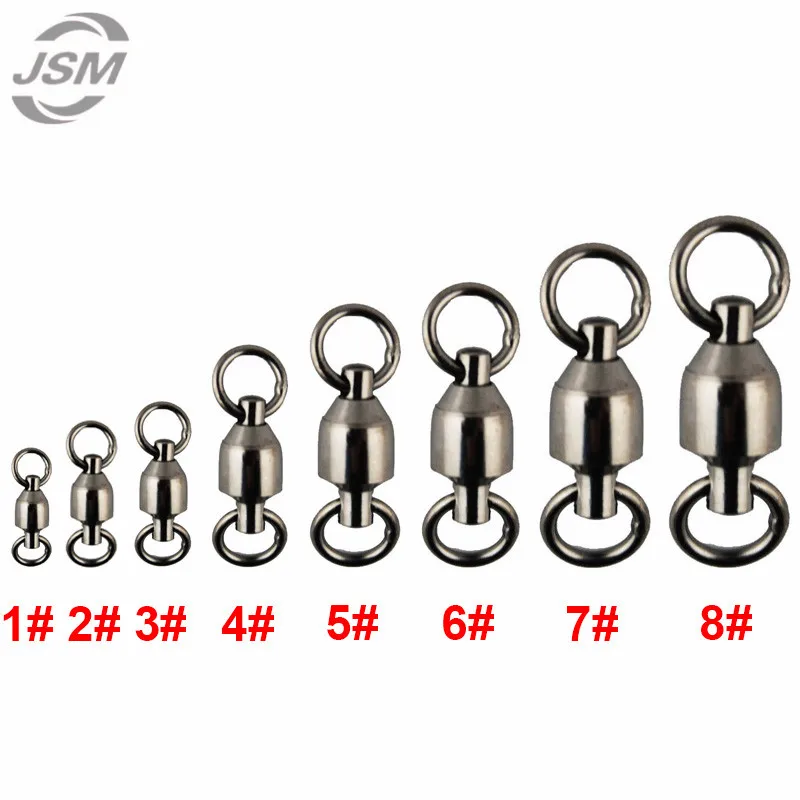 JSM 10 шт. шарикоподшипник рыболовный поворотный с твердым кольцом латунь с черным никелем Морская Рыбалка Вертлюги Разъем размер 1 2 3 4 5 6 7 8