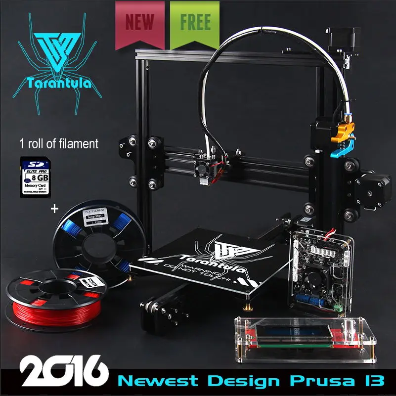  2016 Newest TEVO Tarantula I3 Aluminium Extrusion 3D Printer kit printer 3d printing 2 Rolls Filament 8GB SD card LCD As Gift 