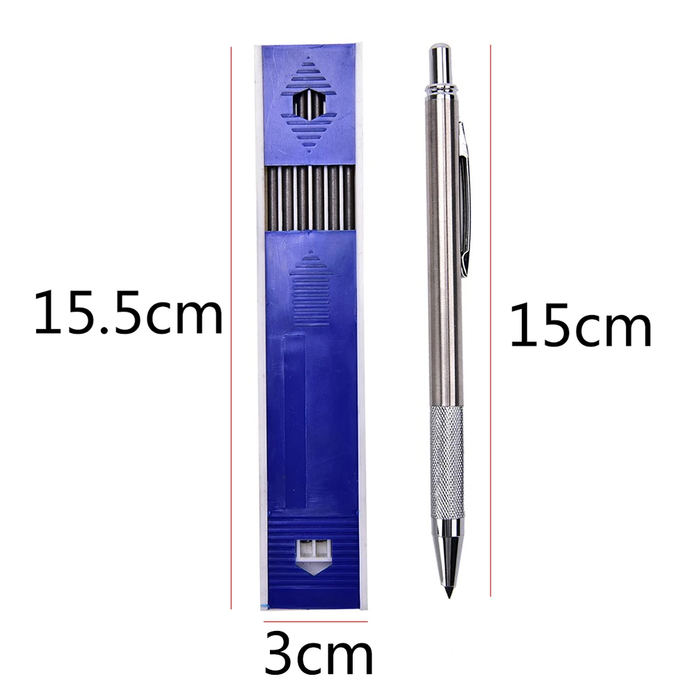 Металлические автоматические карандаши серебряные механические ручки для детей пишущий подарок студенческие канцелярские принадлежности для школы 3 мм 1 комплект