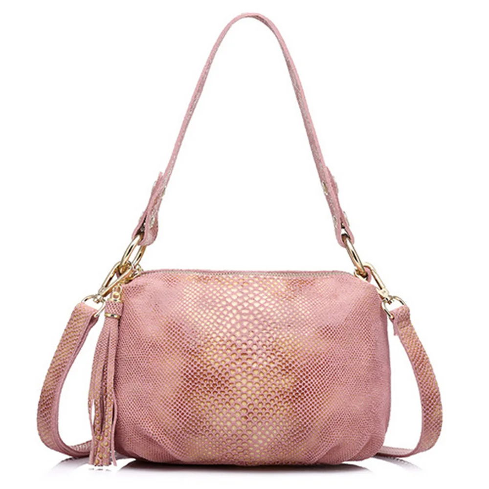 

Genuine Leather Totes Shoulder Bag for Woman Ladies Elegance European Handbag Luxury Serpentine Snake Pattern Messenger Tote Bag