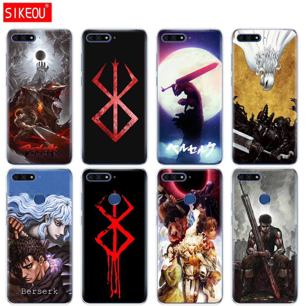 

Silicone Cover Phone Case For Huawei Honor 7A PRO 7C Y5 Y6 Y7 Y9 2017 2018 Prime Berserk Guts Anime Cool