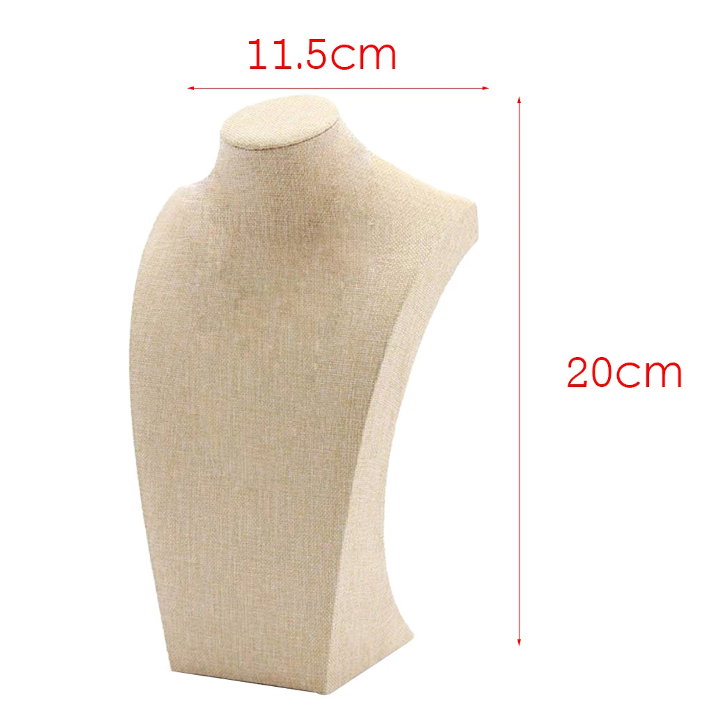 2pcs Simple Necklace Pendant Display Bust Mannequin Stand Holder Rack Linen Stable 115x200mm 175x290mm