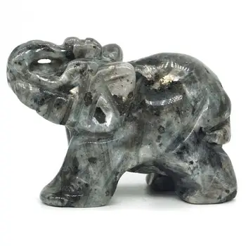 

Elephant Figurines Craft Carved Larvikite Labradorite Mini Animal Statue Decor Chakra Healing 2 Inch