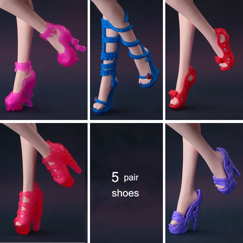 5 pair /lot New Original shoes for monster high doll Fashion Colorful