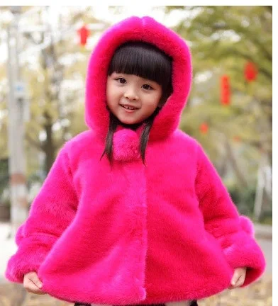 Новинка года, шерстяное зимнее пальто для девочек, детское меховое пальто, детская теплая хлопковая плюшевая куртка, верхняя одежда для детей возрастом от 2 до 7 лет - Цвет: Розовый
