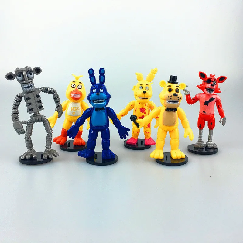 

6pcs/set Anime Five Nights At Freddy's PVC Action Figures Toys FNAF 4 Foxy Freddy Fazbear Bear Children Toys Birthday Gift