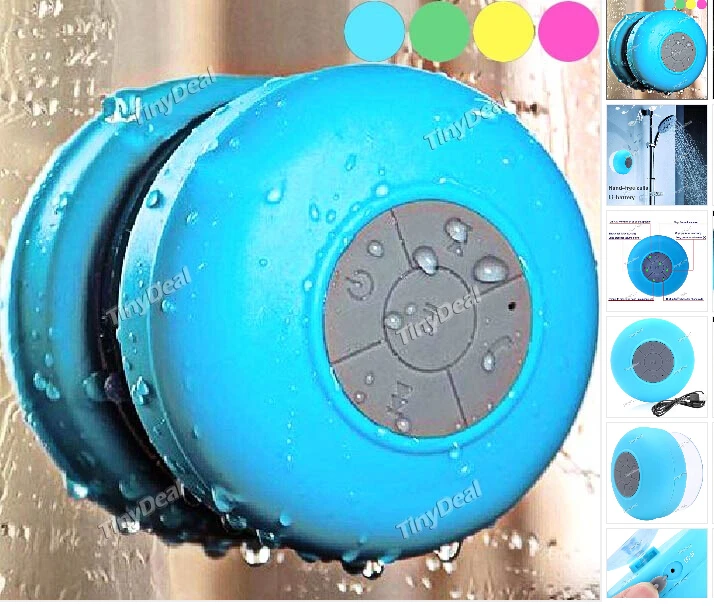 Blue Audio Player Bluetooth Speaker Mini Wireless Waterproof Handsfree Suction Shower for iPhone | Электроника