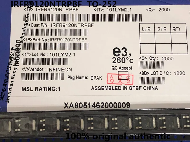 10 шт./лот IRFR9120NTRPBF IRFR9120N FR9120N IRFR9120 силовой MOSFET TO 252 новый оригинальный|Аксессуары