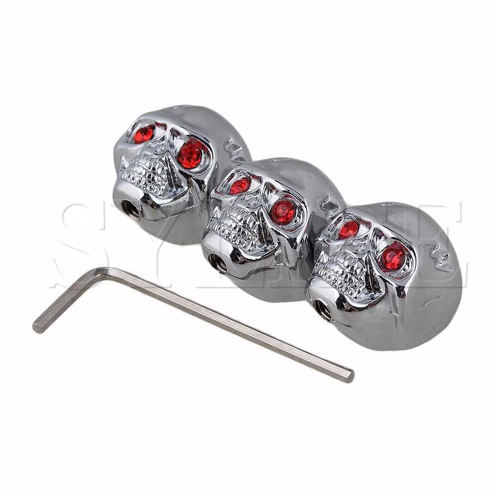 

1 set of 3 Skull Head Guitar Volume Tone Control Knob Silver
