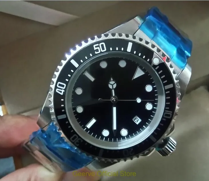 

42mm GEERVO black dial Asian Automatic Self-Wind movement rotating bezel luminous men's watch Auto Date Mechanical watches 82