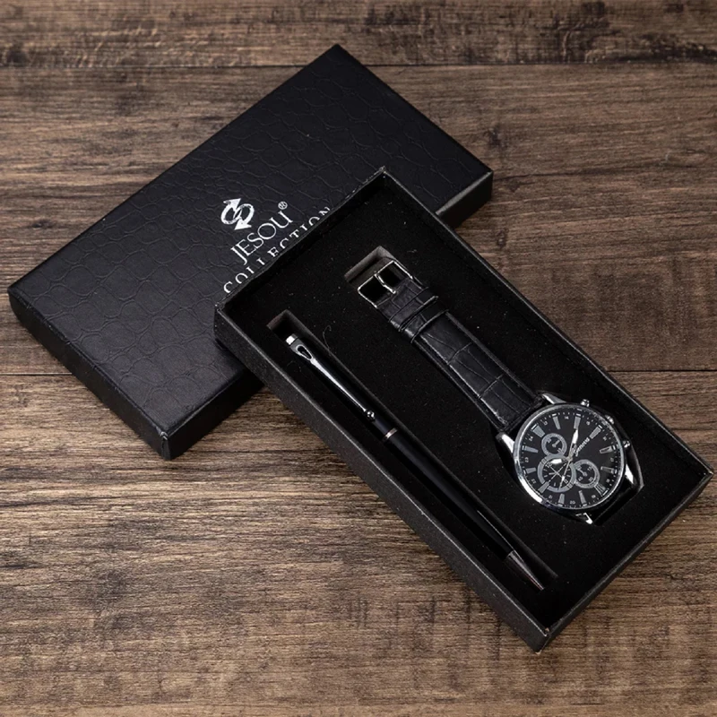 

Men Watch 2pcs Gift Sets Fashion Sports Bussiness Quartz Wristwatch Ballpoint pen Luxury Watches For men's Father's Day Gifts