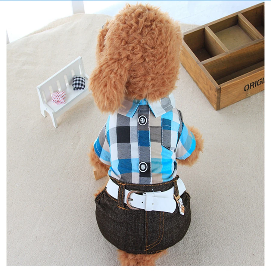 

Striped Dog Jumpsuit Puppy Clothes Pants Dog Jeans Coat Fur Spring Clothes Summer Perros Hondenkleding Couple Costumes 60B0068