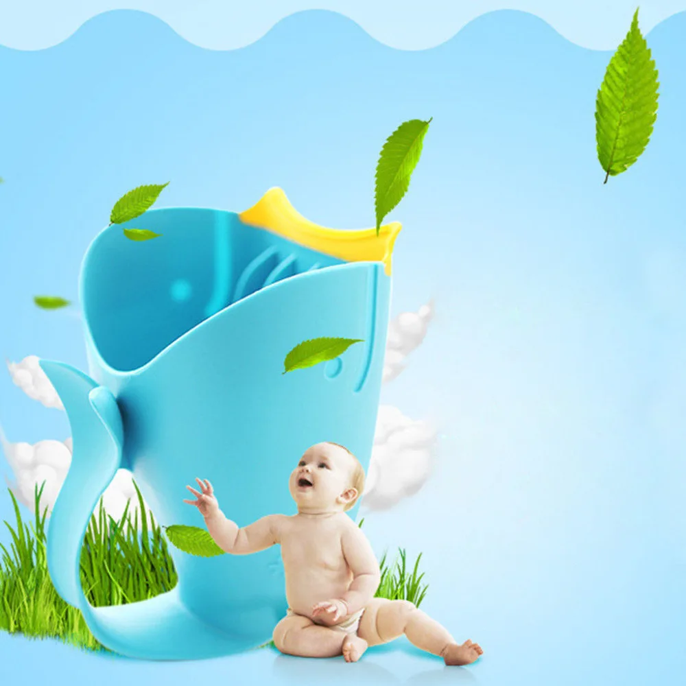 2018 New Arrival Baby Bath Cap Kids Washing Shampoo Cartoon Hair Whale Cup Children Shower Spoons Dropshipping