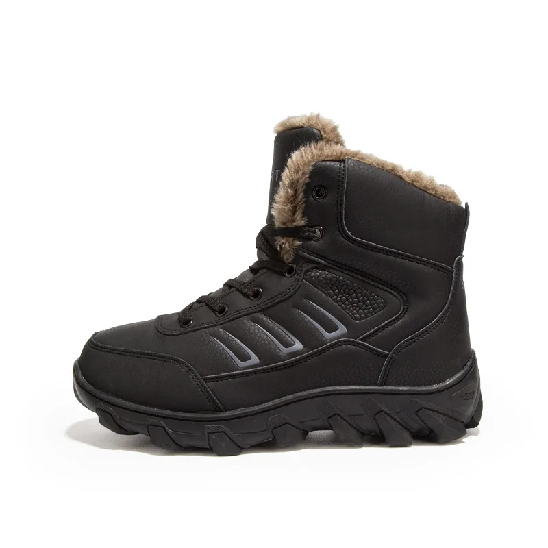 ALEADER/зимние рабочие ботинки; мужские повседневные уличные зимние ботинки; Теплая обувь из водонепроницаемой кожи; большие размеры 14; защитная обувь для мужчин; меховые ботинки - Цвет: Black