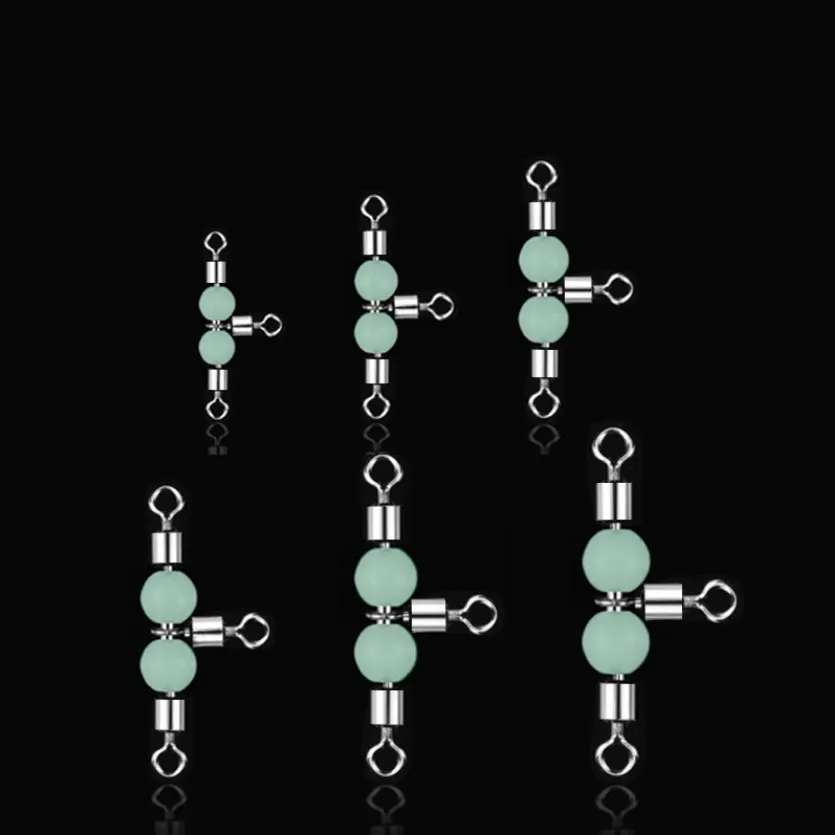 20 шт./лот 3 пути светящиеся Вертлюги разъем шарикоподшипник поворотный оснастки твердые кольца Rolling поворотные стальные морские рыболовные крючки