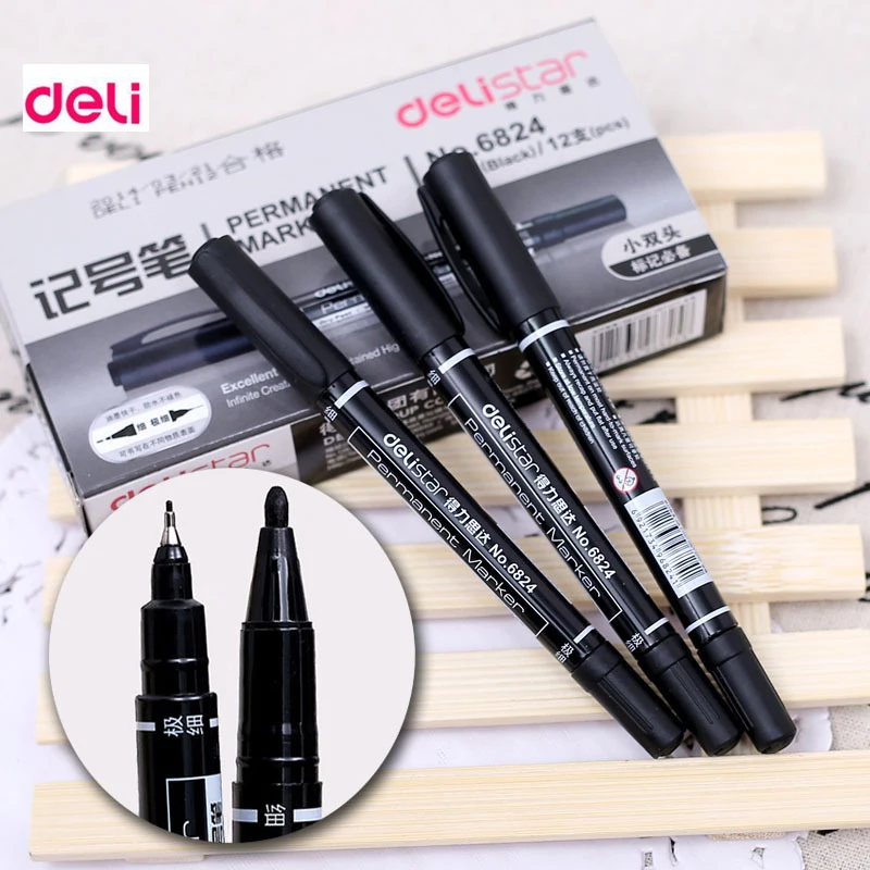 

Deli Permanent Dual-side Writing Round Toe Instantly Dry Graffiti Oil Ink Sharpie Paint Colored Marker Pens for Tires Fabric