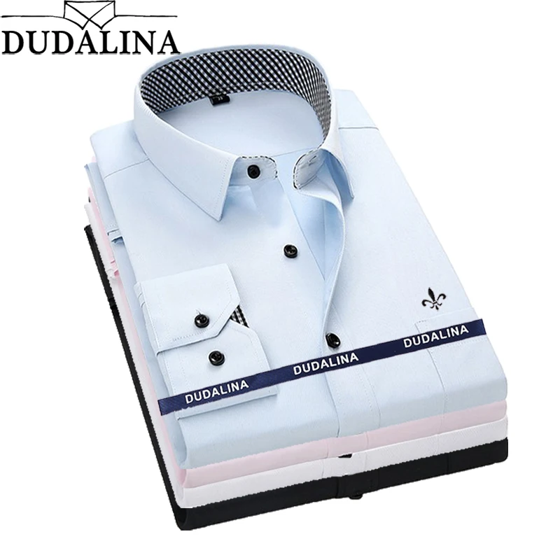 

Dudalina Shirt Male Solid Shirt Brand Clothing Pocket Mens Long Sleeve Shirt 2020 Summer Slim Fit Shirt Casual Men Clothes