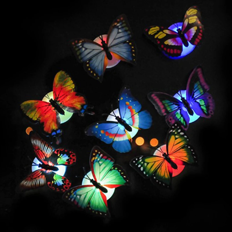 

Night Light Lamp With Suction Pad Colorful Changing Butterfly LED Night Light Lamp battery power Home Room Party Desk Wall Decor
