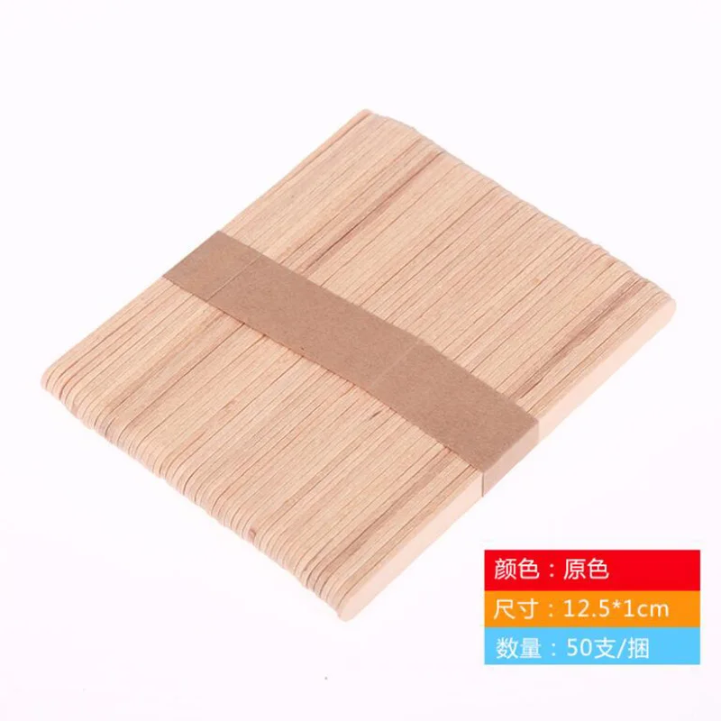 50Pcs/Lot DIY kids Handwork Art Crafts Toys Wooden Craft Ice Cream Sticks Pop Popsicle Sticks Natural Wood Cake Tools Ice Mold - Цвет: 12.5x1cm