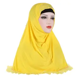 2018 новый роскошный хиджаб горный хрусталь украшения длинные голову обертывания Для женщин платок мусульманское исламское хиджаб