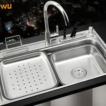 Кухонная раковина s Ванная комната Кухня один слот 304 нержавеющая сталь кухонная раковина Толстая горка 81*49 см