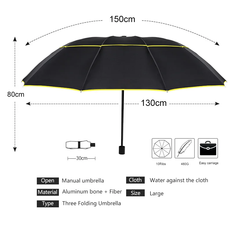 Солнечный зонтик для защиты от ветра Paraguas двойной Слои 130 см 3 складной Для женщин дождь развлекать Для мужчин t Повседневное Для мужчин