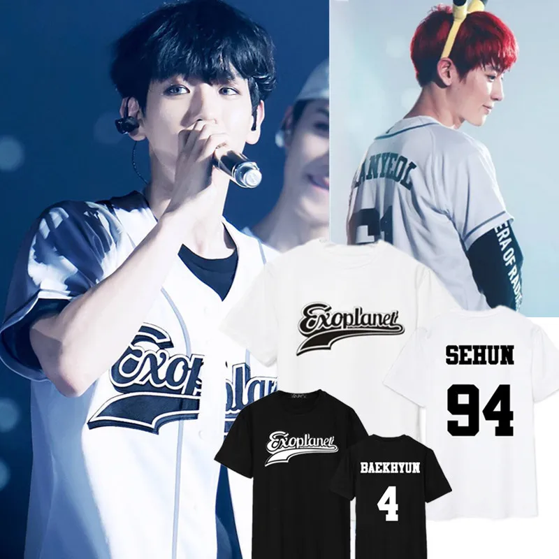 

New Planet No. 3 exo kpop EXO Xiumin Chanyeol Sehun Baekhyun summer t shirt women women k pop k-pop top Tees shirt Harajuku