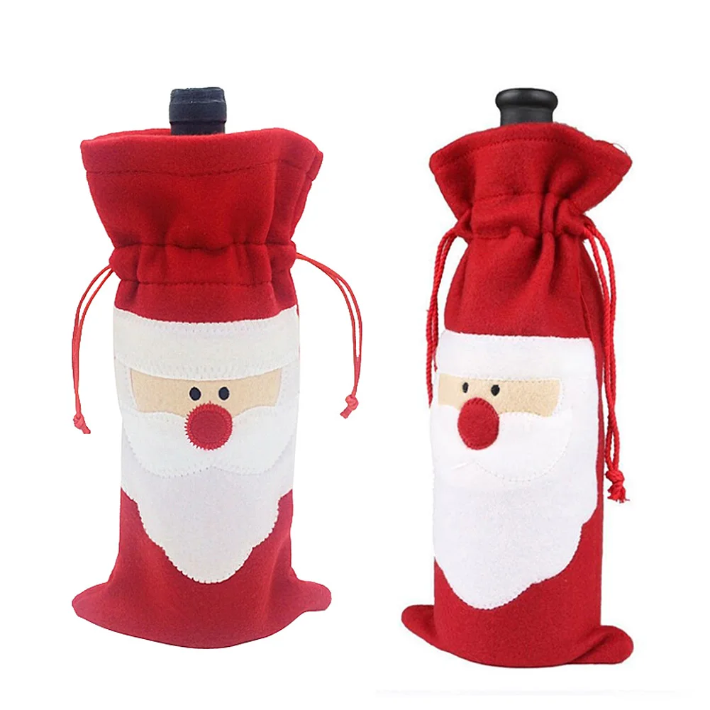 

Christmas Bags Gift Bag 2pcs Santa Claus Bottle Cover Christmas Decoration Festival Party Ornament wine gift bag santa bags BS