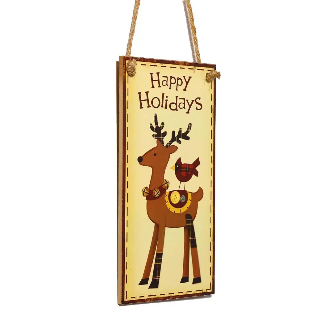 

1 PC Reindeer Pattern Christmas Hanging Board Christmas Party Door Tree Decoration Sign Board Exquisite Wooden Home Decor