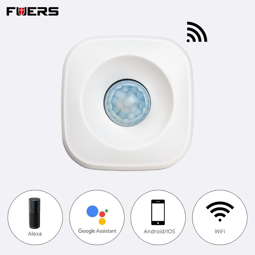 

FUERS WIFI Smart Work independently PIR Motion Sensor Support ALEXA Home Security Burglar Wireless Infrared Alarm Detector