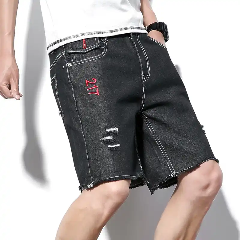 mens denim shorts knee length