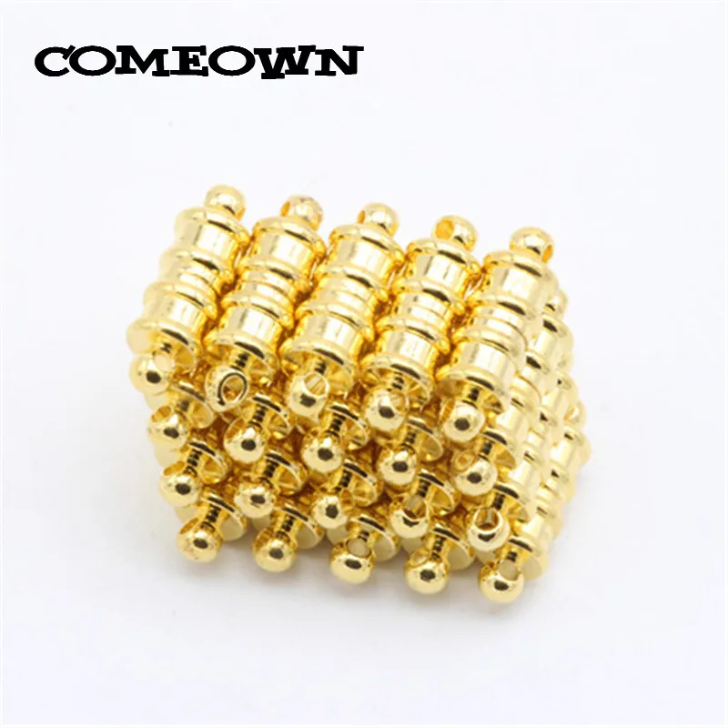 

COMEOWN Wholesale 20pcs Magnetic Clasps 6x18mm Gold Silver Color Bracelet Clasp End Caps for Bracelets Necklace Jewelry Findings