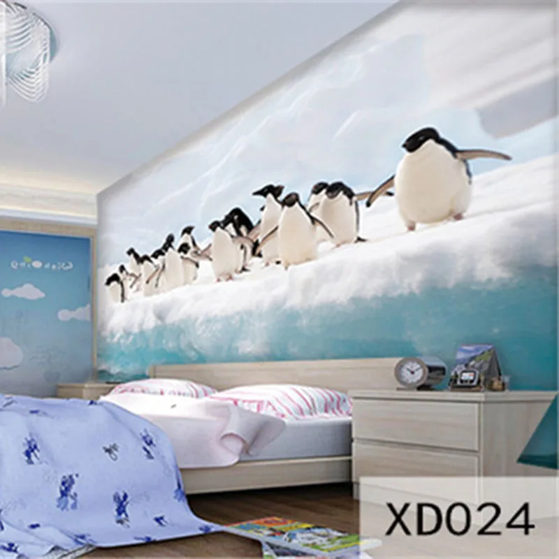 Custom Print DIY Fabric &ampTextile Wallcoverings For Walls Cloth Seamless Matt Silk Bedding Living Room Penguins Home Decor |