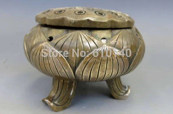

China brass copper carved fine Seedpod of the lotus Incense burner censer Statue