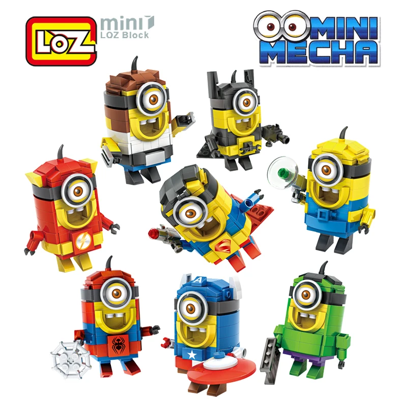 

LOZ Despicable Me Super Hero Batman Flash Spider man Model Mecha Building Blocks Figure Toys For Child Age 6+ Offical Authorized