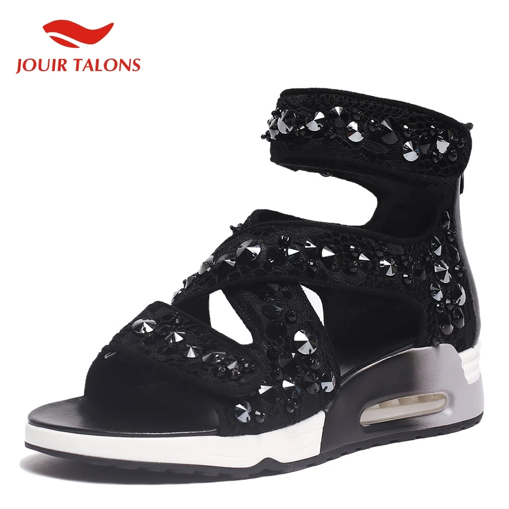 

INS Hot Luxury Brand Genuine Leather Women Shoes Sneakers Crystal Fashion Leisure Summer Sandals Shoes Woman