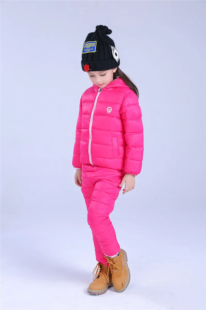 Бесплатная доставка зимние комплекты детской одежды теплые Пуховики на гусином пуху Комплекты для девочек детские Обувь для девочек и