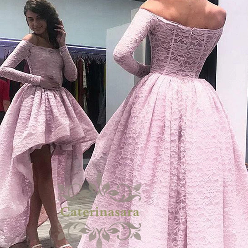

Ball Gown Scoop Neck Asymmetrical Satin / Tulle Sparkle & Shine / High Low / Long Sleeves Cocktail Party / Prom Dress