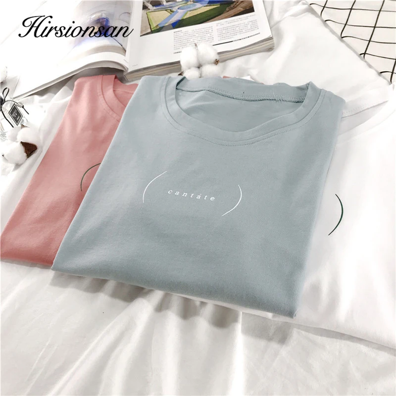 Hirsionsan 100% Хлопковая женская футболка с круглым вырезом белая Повседневная