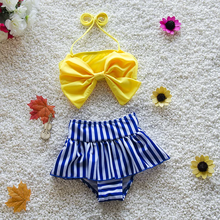 2016 childrens large butterfly swimming suit Bikini girl South Korea cute little princess girl