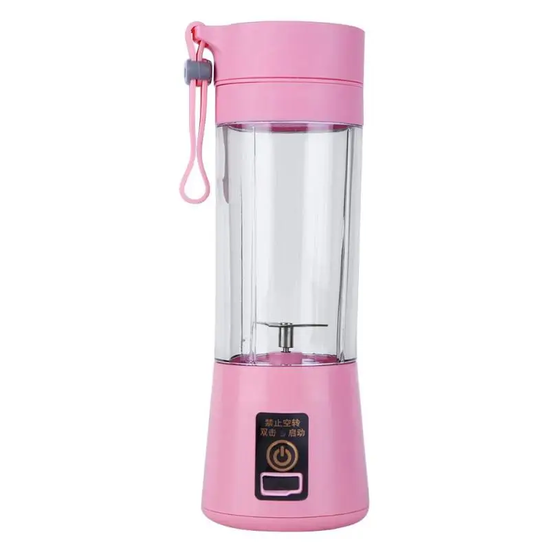 380 мл, 4/6 лезвий, Мини Портативная электрическая соковыжималка для фруктов, USB перезаряжаемая, для смузи, блендер, Спортивная бутылка, чашка для сока - Цвет: Розовый