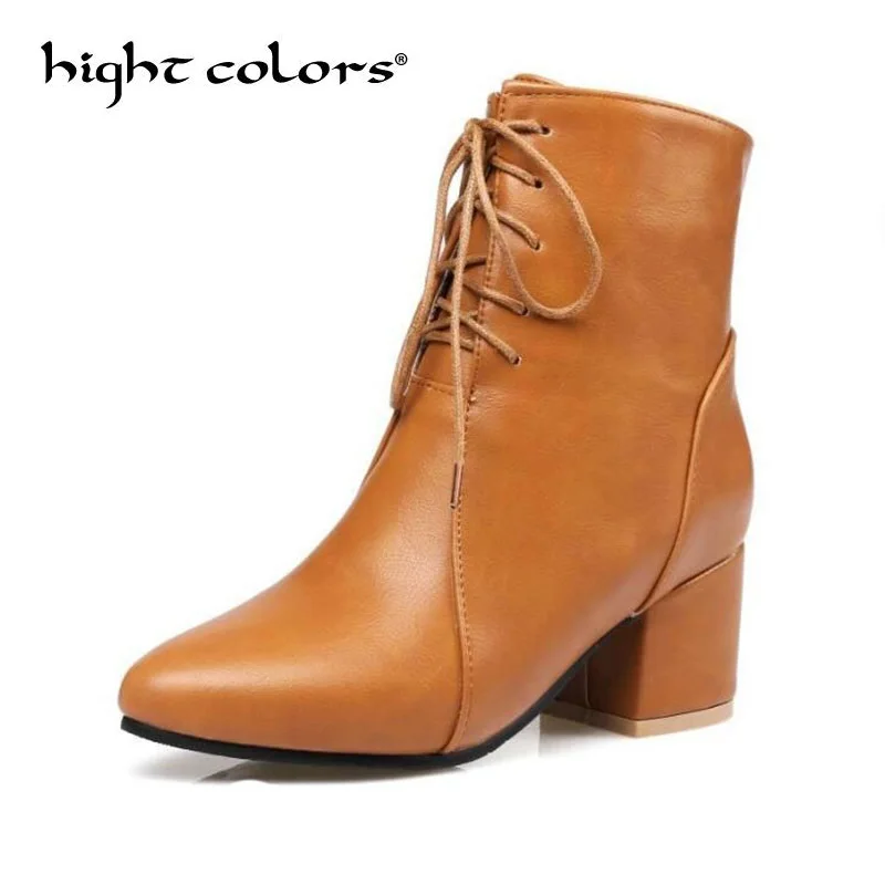 

Autumn Winter New Style With Pointed Front Strap Ladies Ankle Boots Martin Boots For Women Hoof High Heels Short Boots Shoes