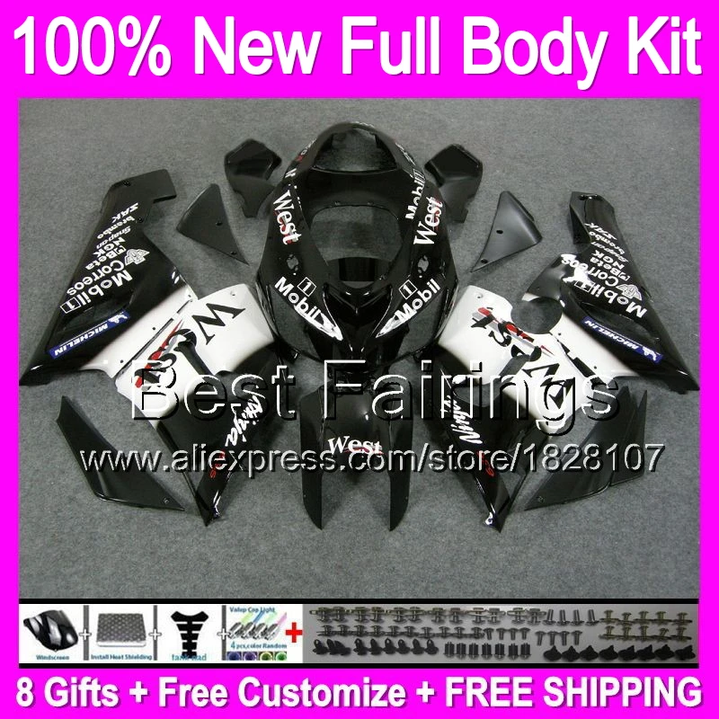

+decal+Tank Cover For KAWASAKI NINJA black west ZX6R ZX 6R 636 05-06 B25 ZX636 ZX-6R 05 06 2005 2006 black white Fairing